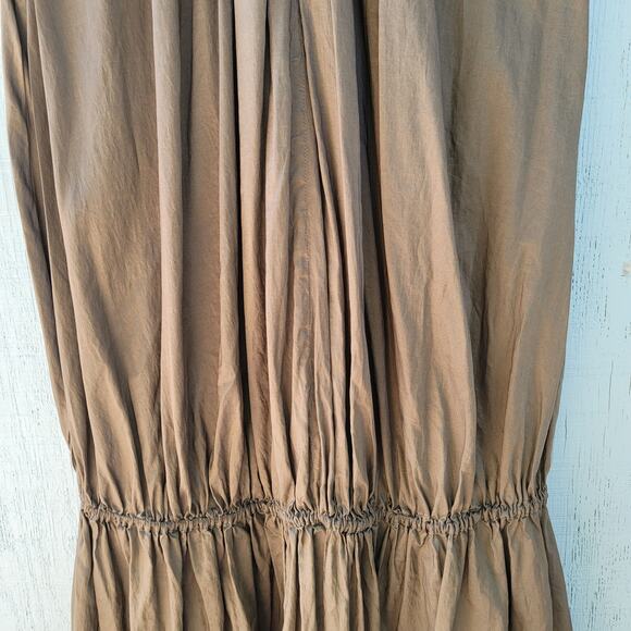 Totême Pretoria Midi Shift Dress Size Large Brown Cotton Lyocell Bohemian - Picture 12 of 14